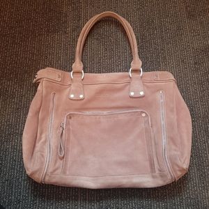 Longchamp light pink suede shoulder bag